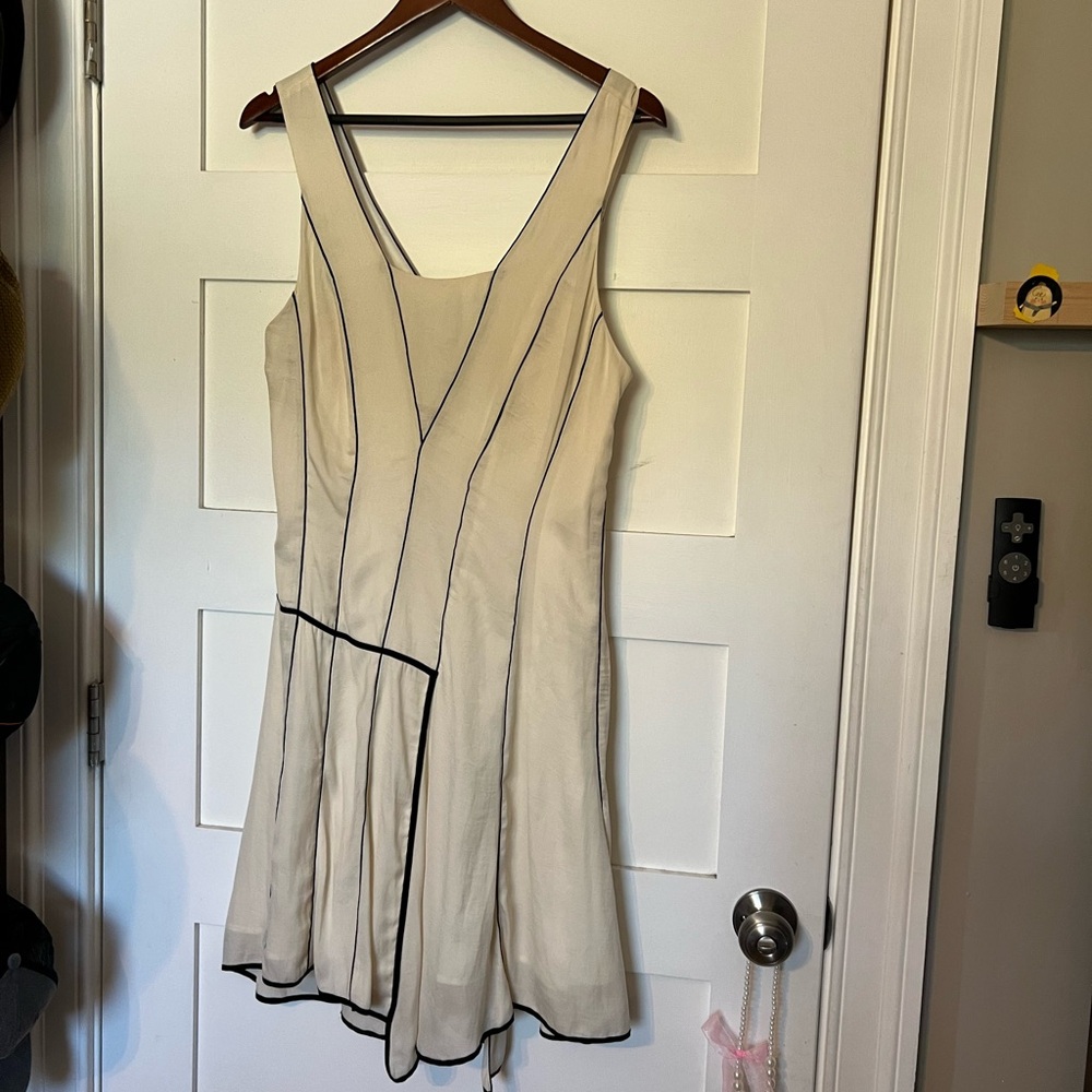 Ivory Rag & Bone Gatsby Dress with Black Piping
